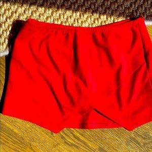 Red faux suede envelope skirt size M